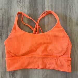Lululemon Orange Highlight Ribbed Longline Energy Bra